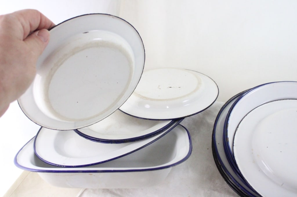 Assorted Enamelware Plates & Cups - 13