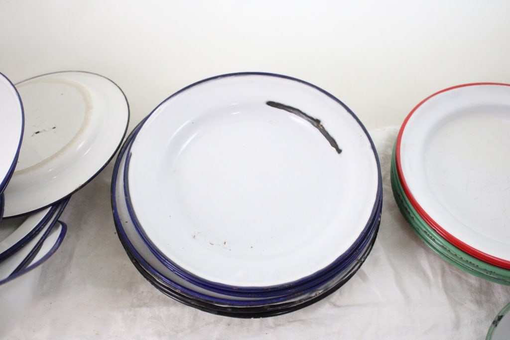 Assorted Enamelware Plates & Cups - 14