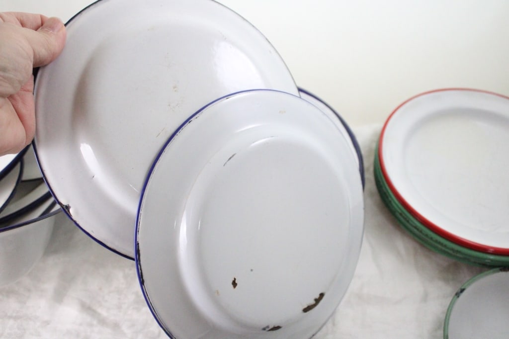 Assorted Enamelware Plates & Cups - 15