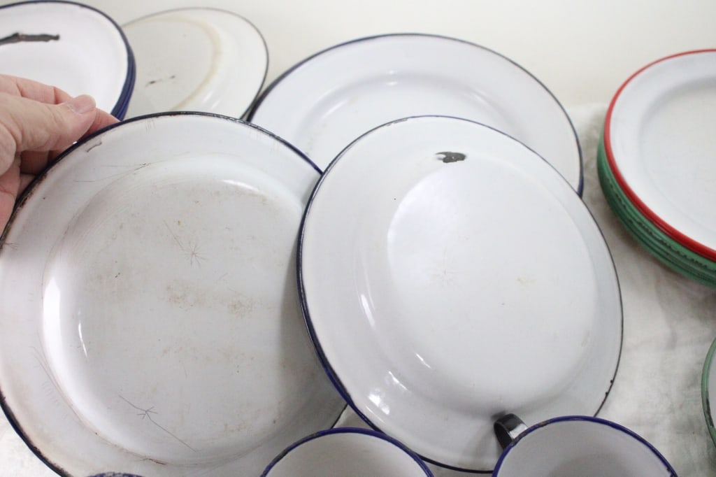 Assorted Enamelware Plates & Cups - 16