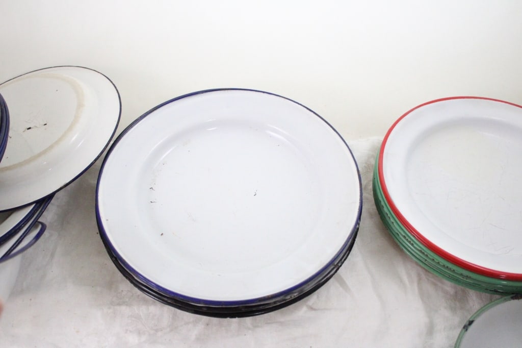 Assorted Enamelware Plates & Cups - 17