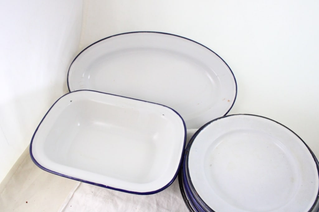 Assorted Enamelware Plates & Cups - 7