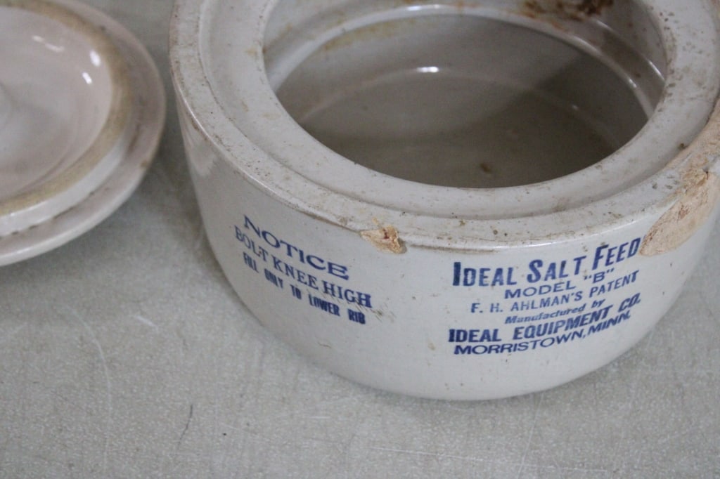 Ideal Stoneware Salt Feeder and 2 Lids - 4