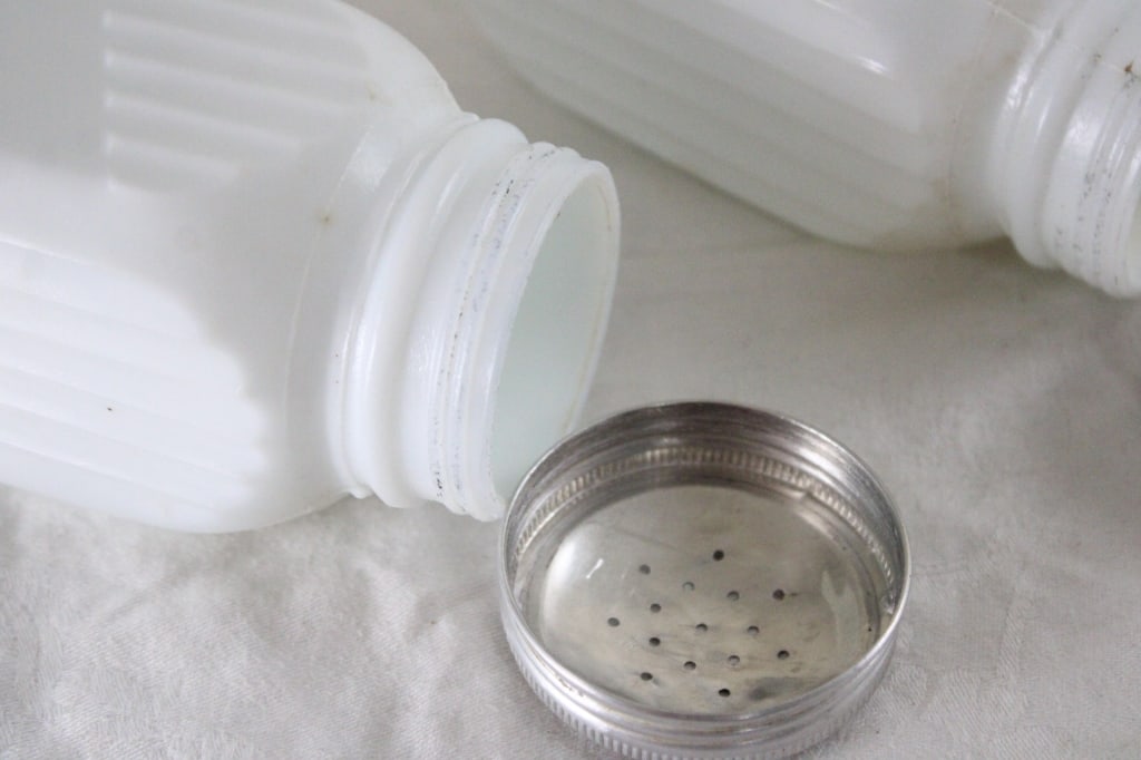 3 Milk Glass Ribbed Shakers - 13