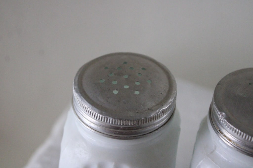 3 Milk Glass Ribbed Shakers - 4