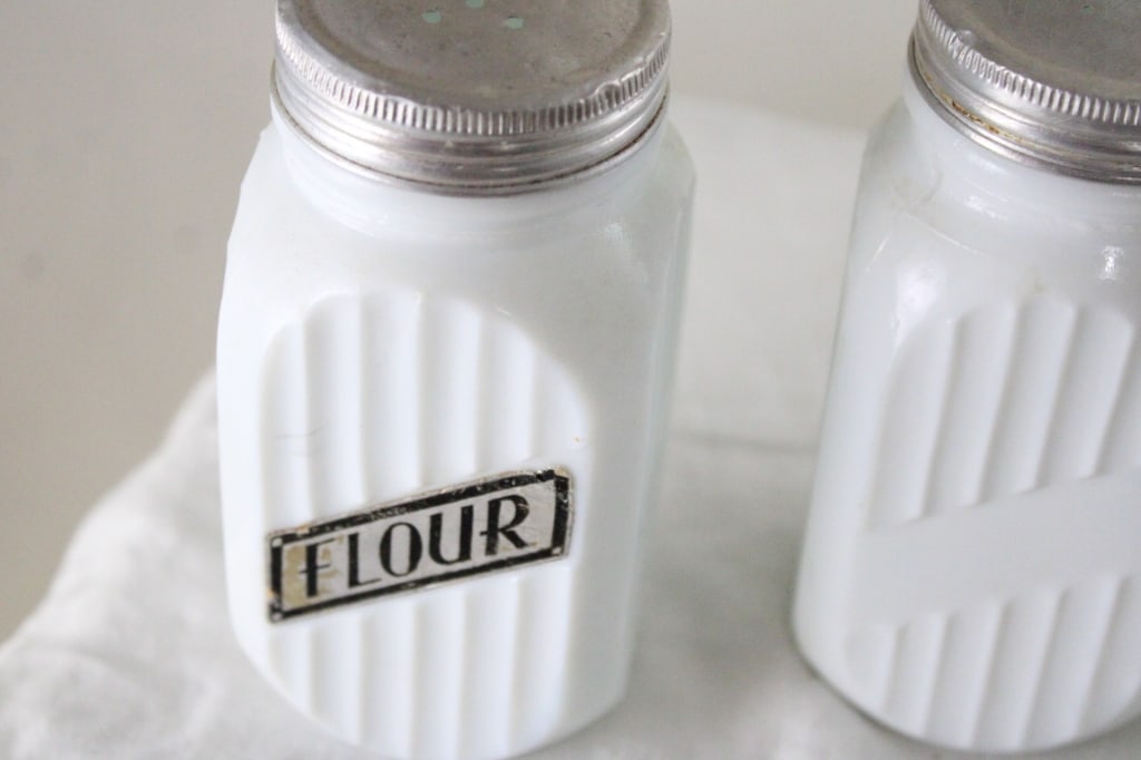 3 Milk Glass Ribbed Shakers - 5