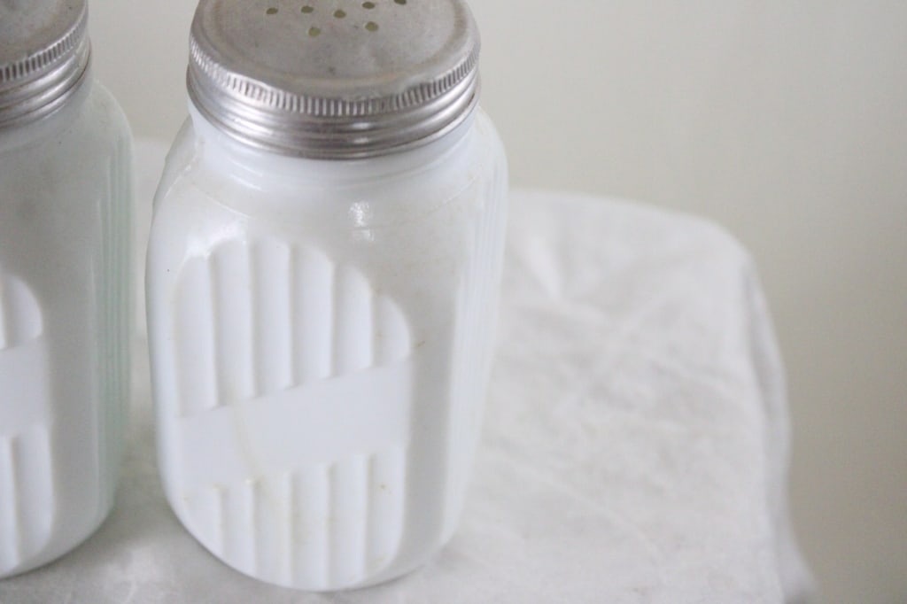 3 Milk Glass Ribbed Shakers - 7