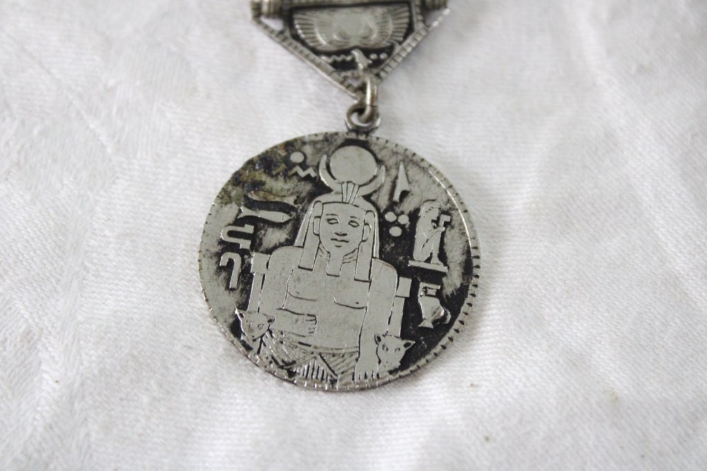 1920s Egyptian Revival Watch Fob, Autopsy Scalpel - 2