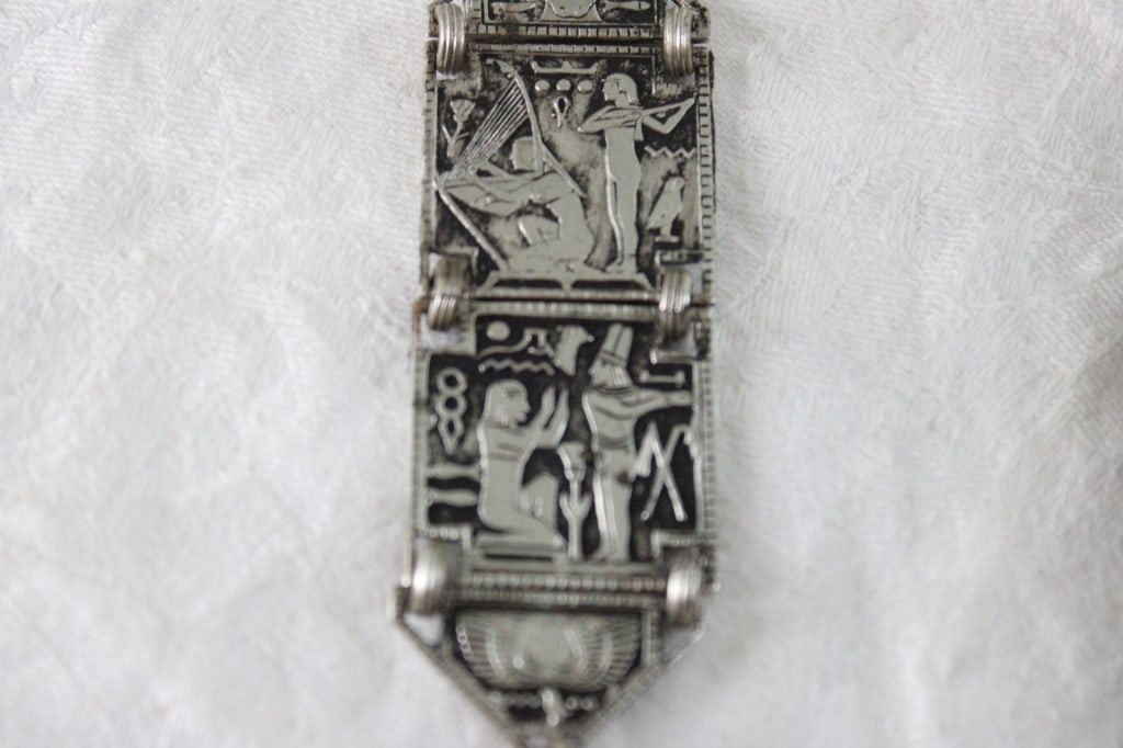1920s Egyptian Revival Watch Fob, Autopsy Scalpel - 3