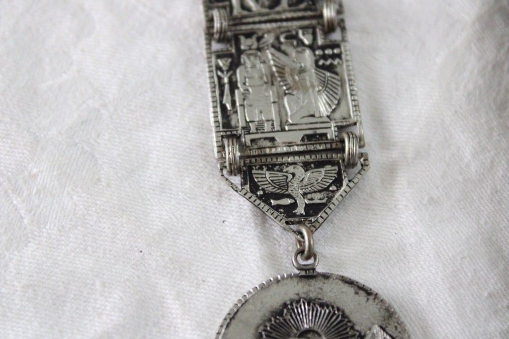 1920s Egyptian Revival Watch Fob, Autopsy Scalpel - 7