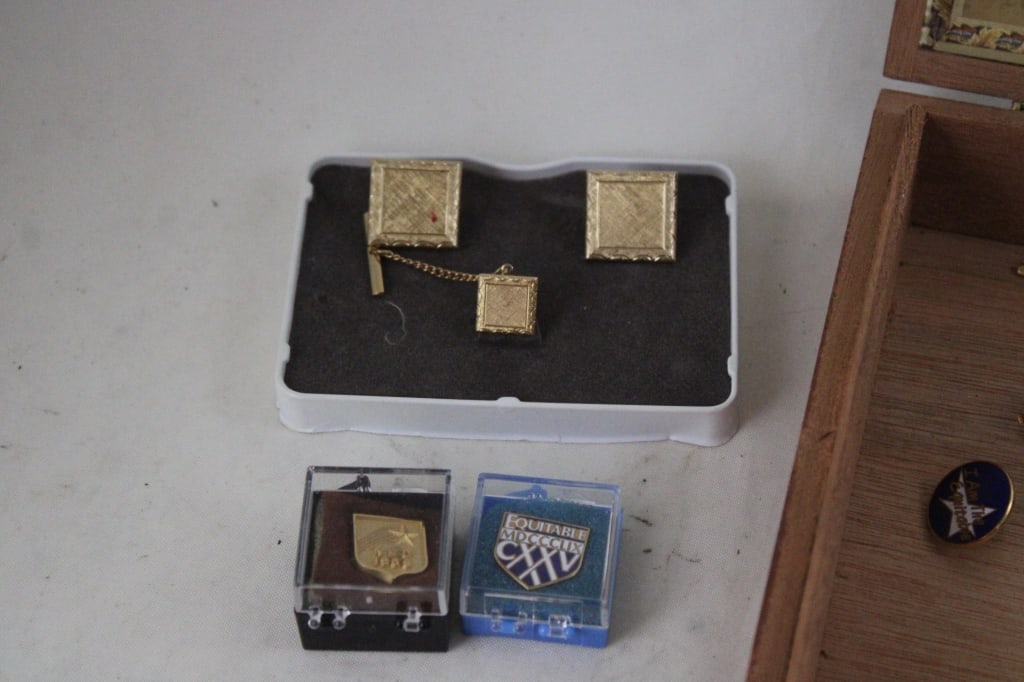 Old Volkswagen Key, Jewelry, Coins, Cigar Box Wood - 11