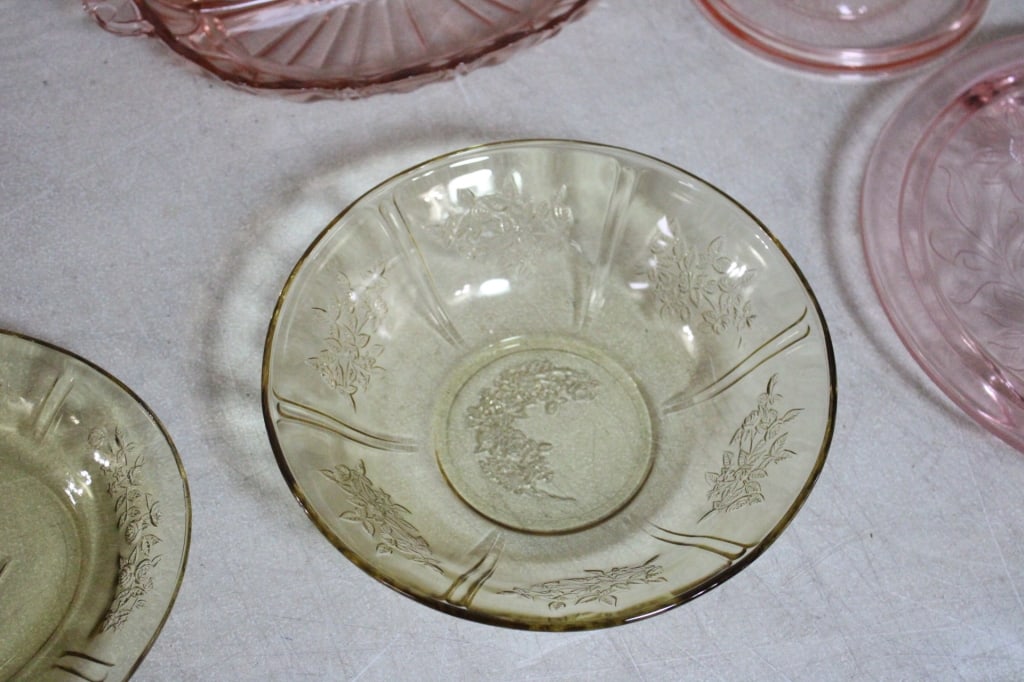 Yellow & Pink Depression Glass - 3