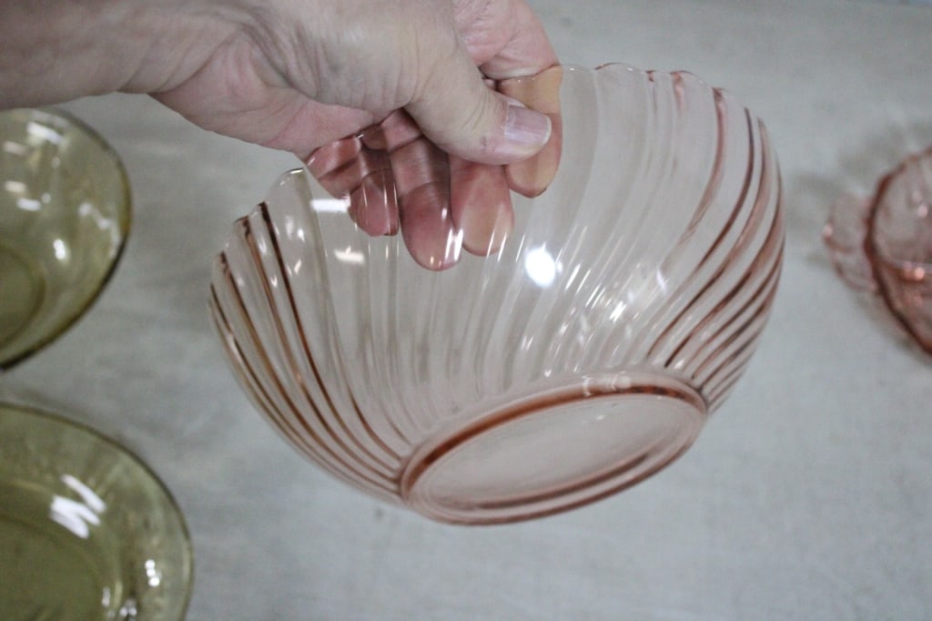 Yellow & Pink Depression Glass - 7