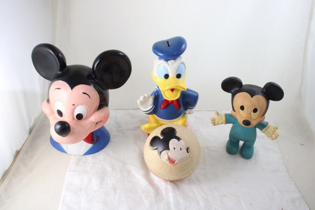 3 Mickey Mouse Bank, Ball, Toy & Donald Duck Bank (1 of 20)