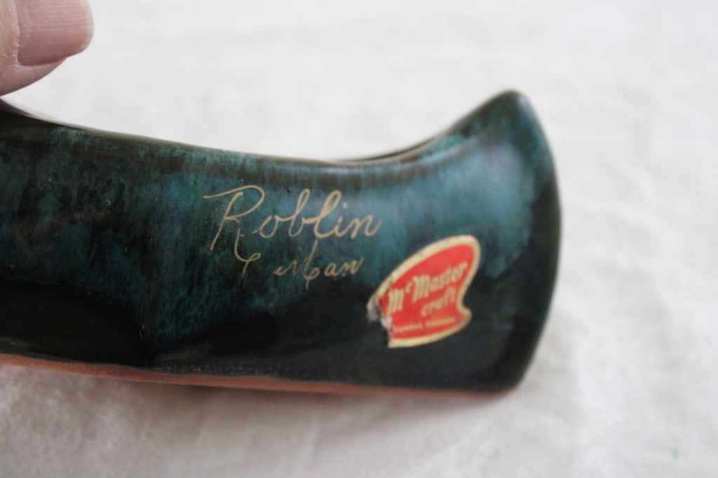 7" McMaster Pottery Indian Canoe Redware - 2