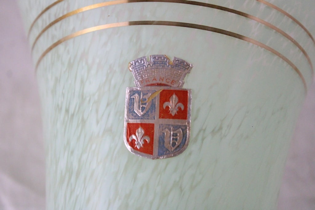 Art Deco 8" Vase Made in France Foil Label Crest - 2