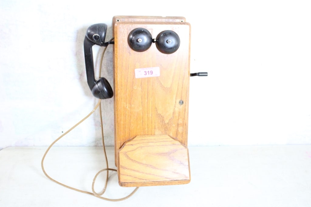 Antique Oak Crank Phone & Western Desk Phone - 10