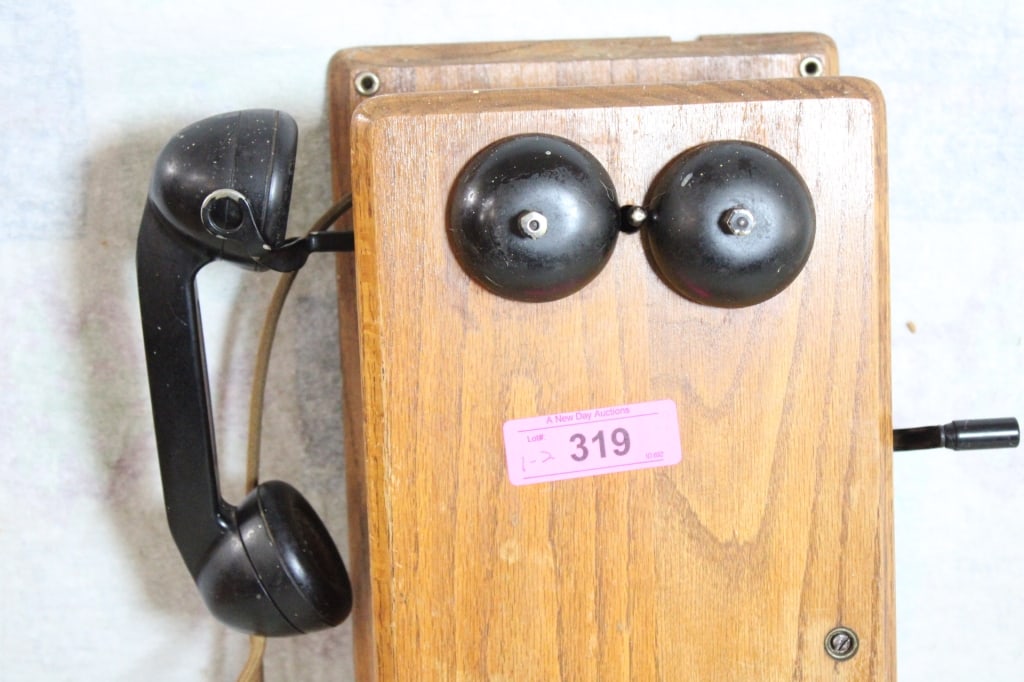Antique Oak Crank Phone & Western Desk Phone - 11