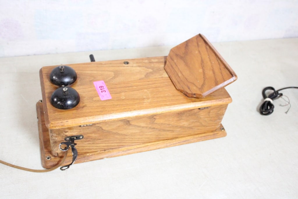 Antique Oak Crank Phone & Western Desk Phone - 15