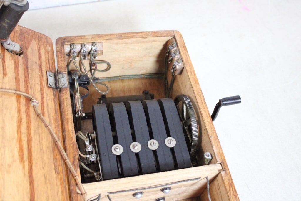 Antique Oak Crank Phone & Western Desk Phone - 20