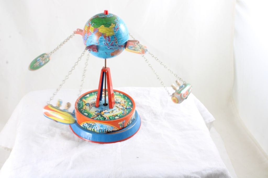 West Germany Tin Litho Mechanical Rockets Toy - 10
