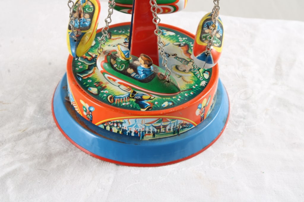 West Germany Tin Litho Mechanical Rockets Toy - 3