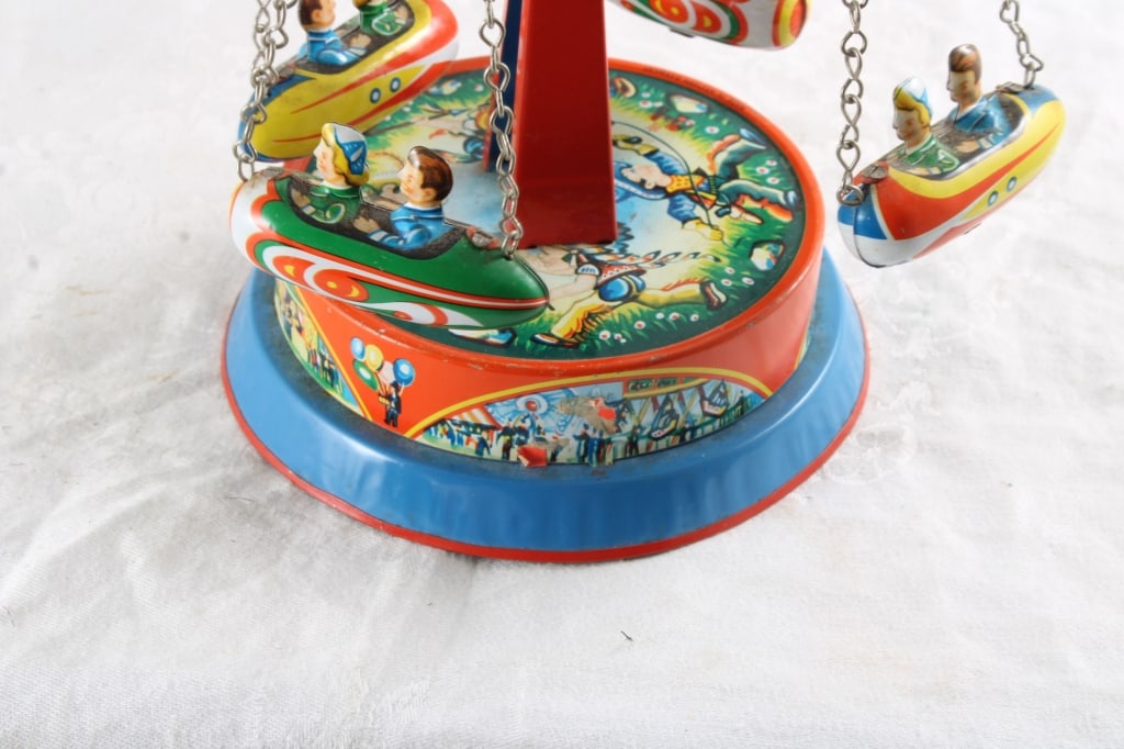 West Germany Tin Litho Mechanical Rockets Toy - 5