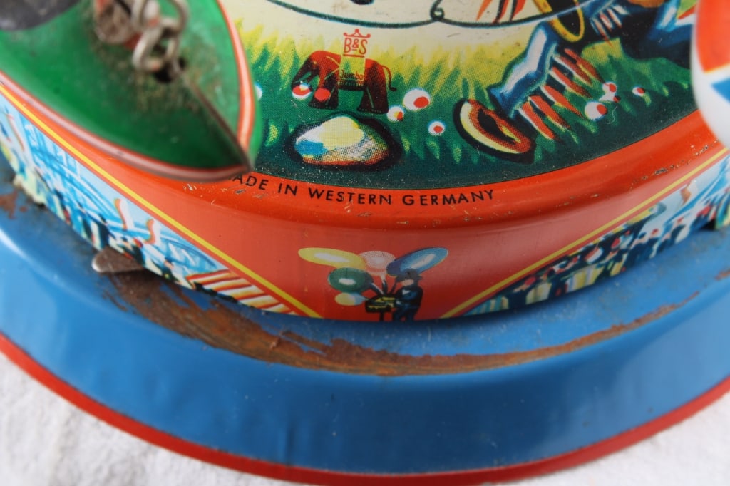 West Germany Tin Litho Mechanical Rockets Toy - 7