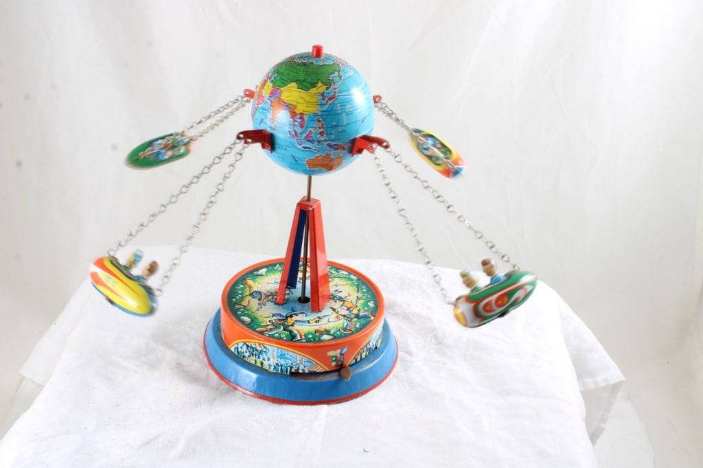 West Germany Tin Litho Mechanical Rockets Toy - 8