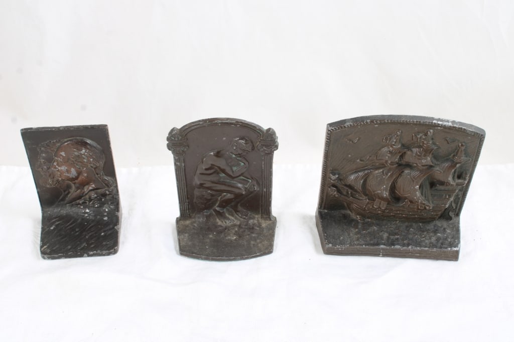 3 Bronze Cast Iron Bookends (1 of 16)