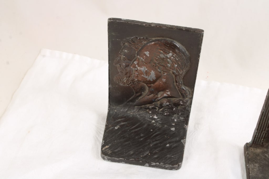 3 Bronze Cast Iron Bookends - 2