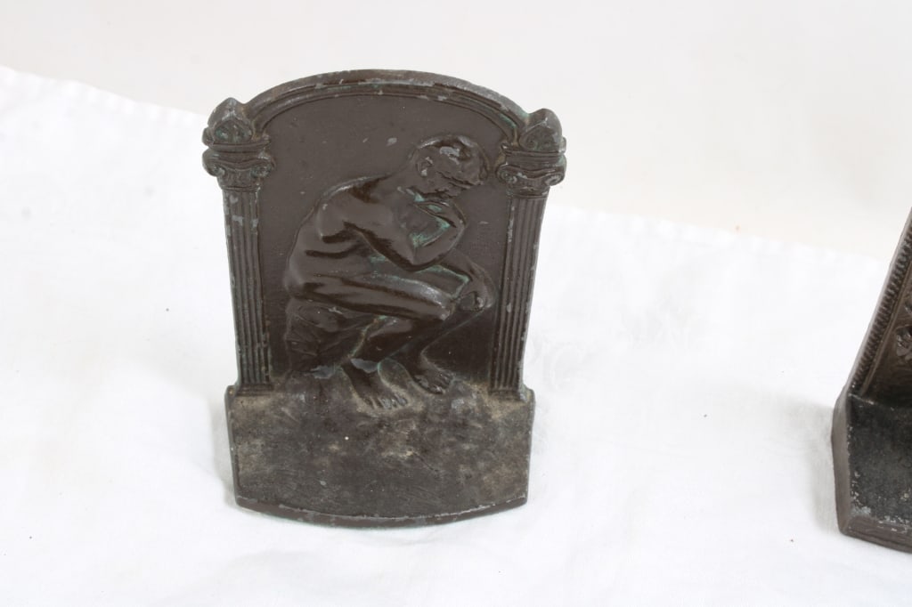 3 Bronze Cast Iron Bookends - 7