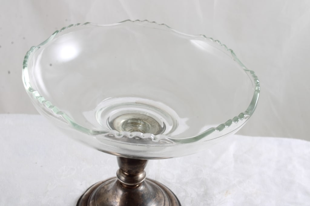 Whiting Sterling Silver & Glass Pedestal Compote - 3