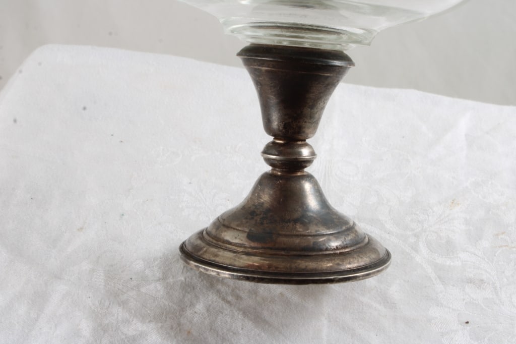 Whiting Sterling Silver & Glass Pedestal Compote - 4