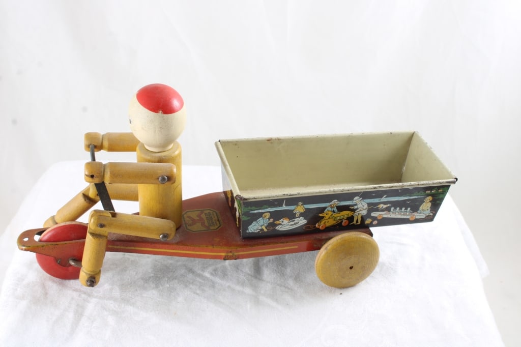 1930's Pete Hustler Wood/Tin Pull Behind Toy (1 of 11)