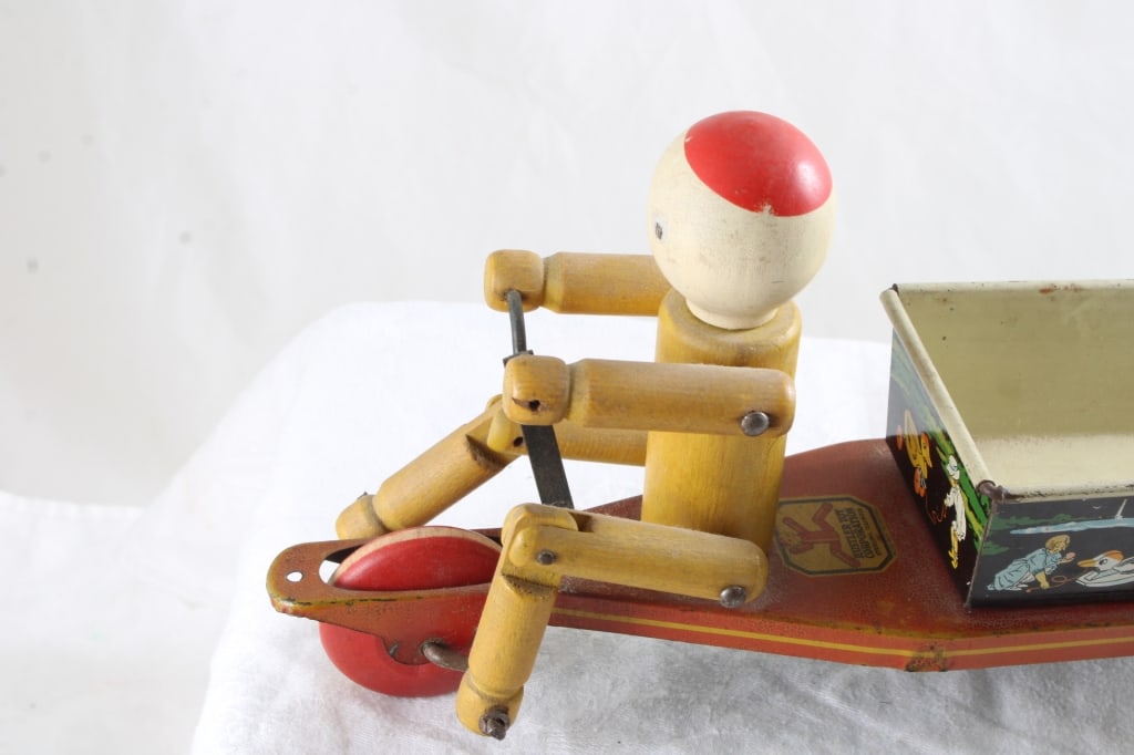 1930's Pete Hustler Wood/Tin Pull Behind Toy - 2