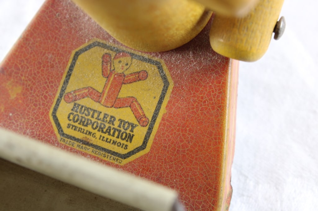 1930's Pete Hustler Wood/Tin Pull Behind Toy - 7
