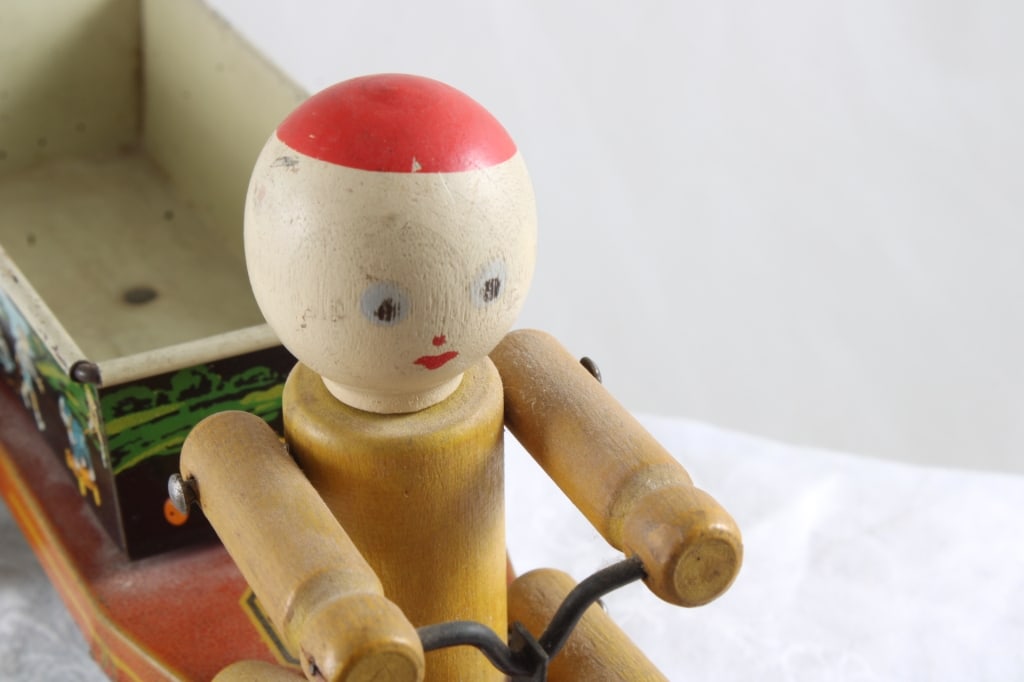 1930's Pete Hustler Wood/Tin Pull Behind Toy - 8