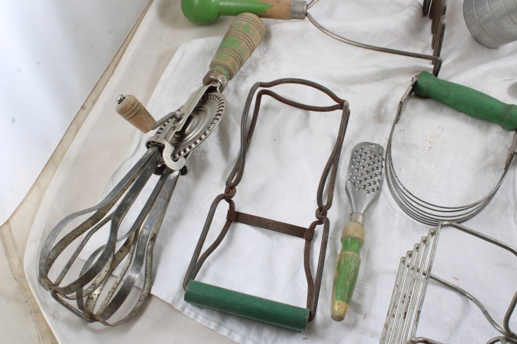 Antique Green Handle Kitchen Utensils - 2