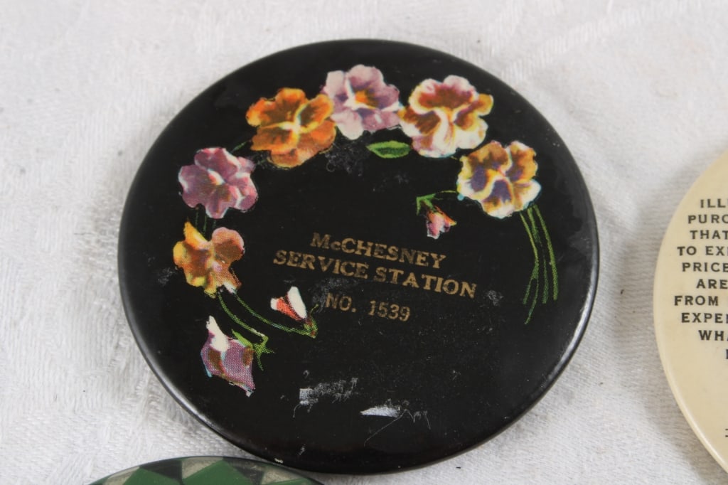 5 Antique Advertising Celluloid Pocket Mirrors - 2