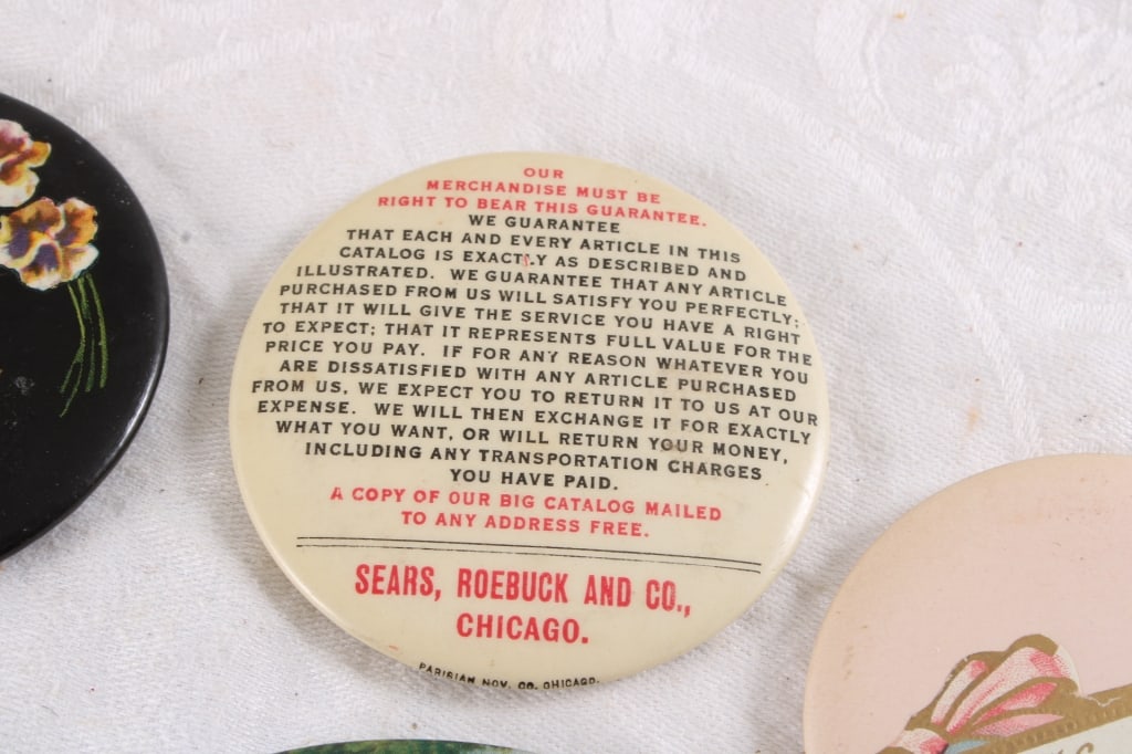 5 Antique Advertising Celluloid Pocket Mirrors - 5