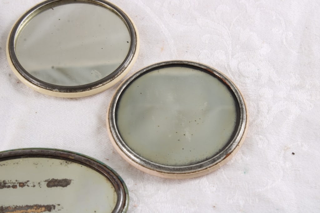 5 Antique Advertising Celluloid Pocket Mirrors - 9