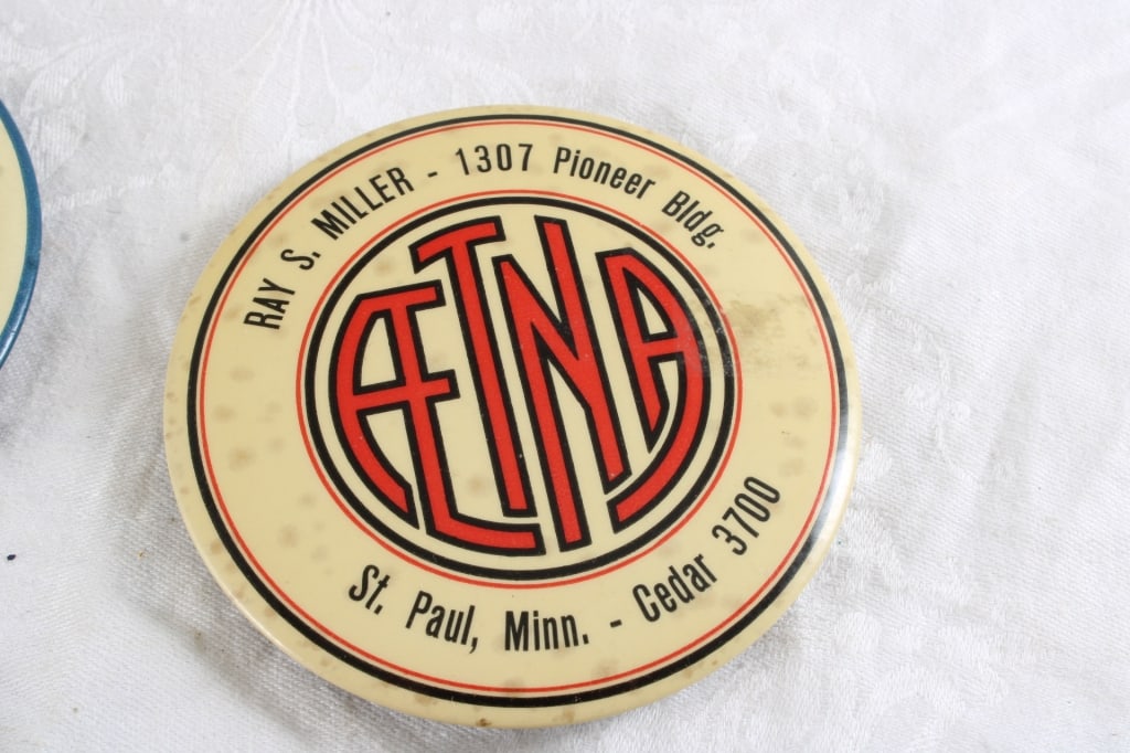 4 Antique Advertising Celluloid Paperweight Mirror - 3