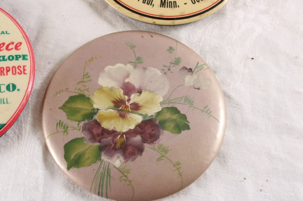 4 Antique Advertising Celluloid Paperweight Mirror - 5