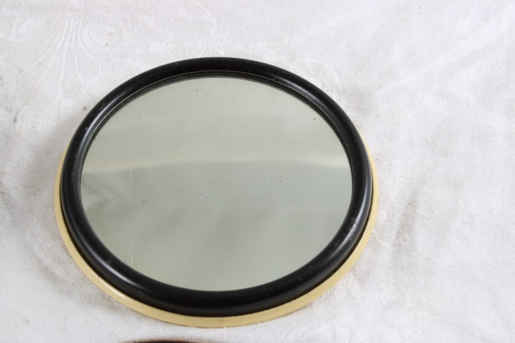 4 Antique Advertising Celluloid Paperweight Mirror - 7