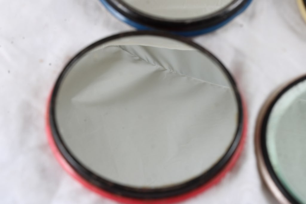 4 Antique Advertising Celluloid Paperweight Mirror - 8