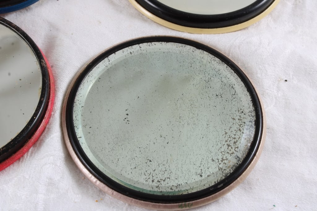 4 Antique Advertising Celluloid Paperweight Mirror - 9
