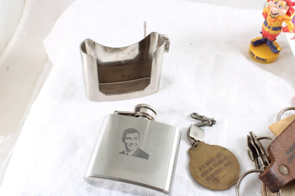 Carroo Flask Belt Buckle, 6 Key Chains & Watch Fob - 14