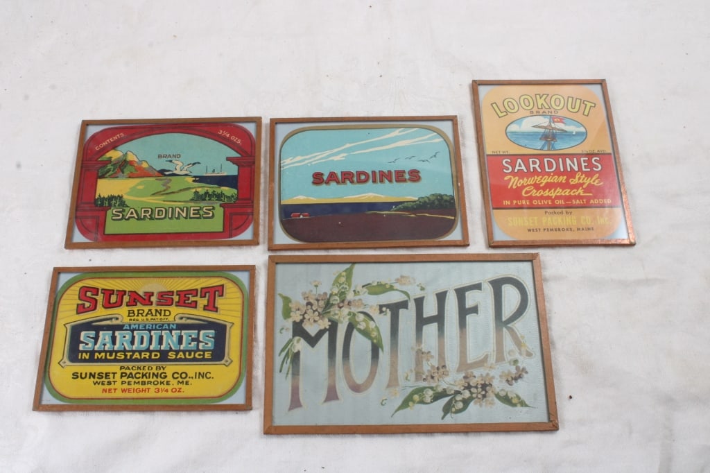4 Copper Framed Crate Labels & 1 Framed Postcard (1 of 9)