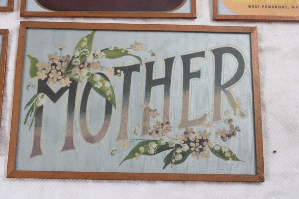 4 Copper Framed Crate Labels & 1 Framed Postcard - 5